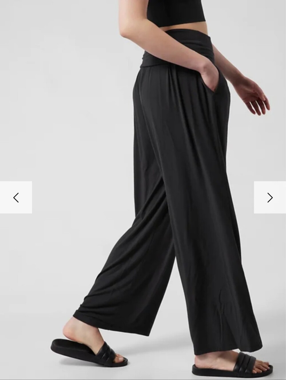 Athleta Athleta Black Soft Lounge Elastic Waist Wide Leg Studio Pant S Small